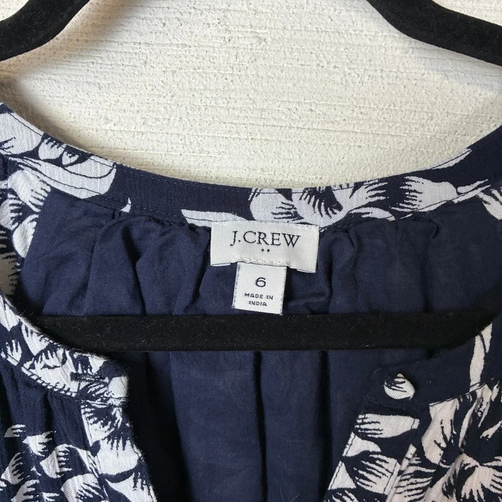 J. Crew Womens Sleeveless Crinkle Dress Size 6 Navy Vacation Novelty Resort